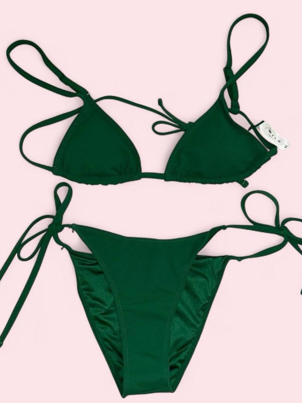 Wilo the Label Green Triangle Tie-Side Bikini Set - Women